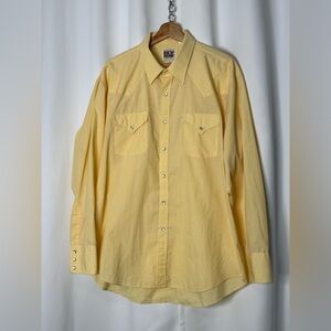 Vintage Ely Cattleman Light Yellow Casual Button Down Shirt